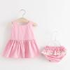 Baby Clothing Sets Girls Cute Summer Sleeveless Dress Girl 2Pieces Sets Short Pants+Dress Set Stripe Patten for Baby 6-24M
