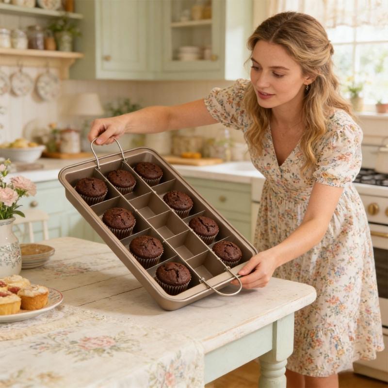 18 Compartment quadrilateral Cake Pan Removable Dividers Uniform Heat Distribution Carbon Steel Cookware For Celebration Items