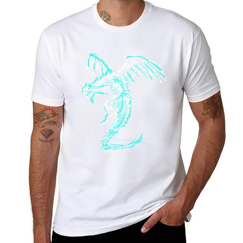Mystic White Lightning Dragon Scribble Tshirt Quick Dry Outdoor Sports Tshirt