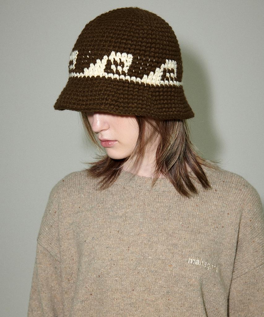 MAHAGRID Swell Handmade Knit Bucket Hat Brown(Mg2Efmab35A)