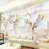 Tapete 3d Magnolienblume Elch Wald Vogel Relief Hintergrund Wand Wohnzimmer Hotel Wandbilder