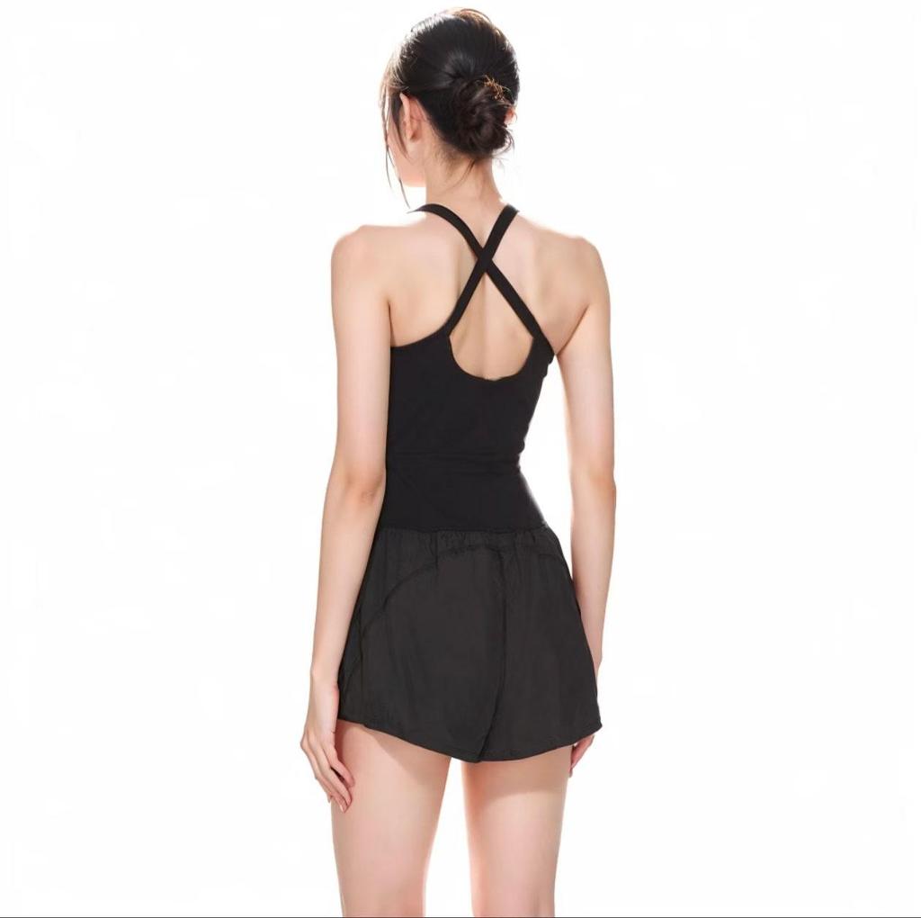 Women's Cross-Border Sports Jumpsuit: Cutout Back Camisole with Yoga Shorts for Comfortable Fitness