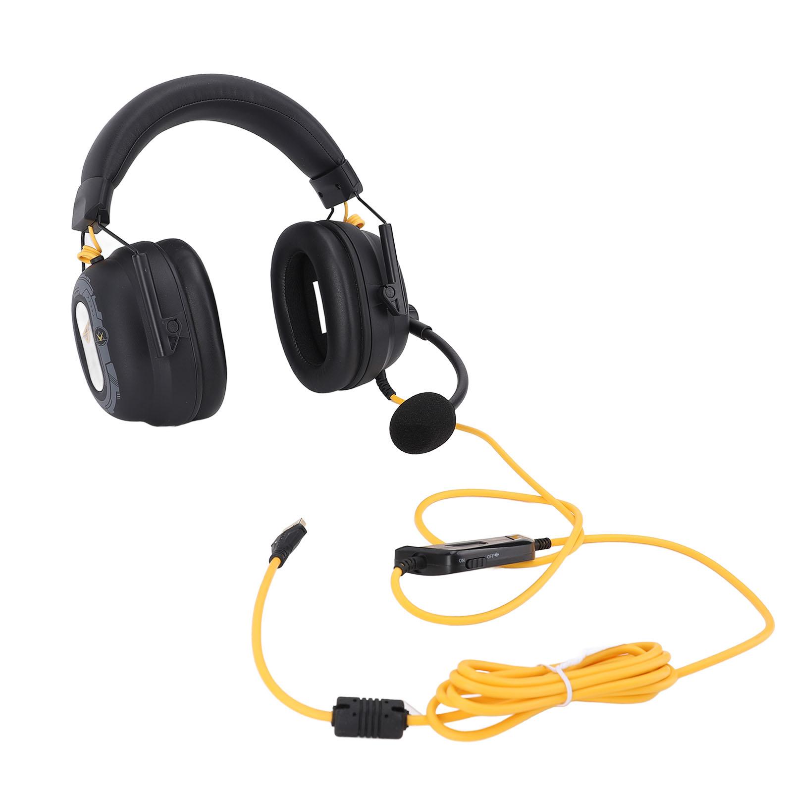 

Wired USB Gaming Headset HiFi 7.1 Surround Sound with Noise Canceling Microphone Lightweight Over Ear Headphones