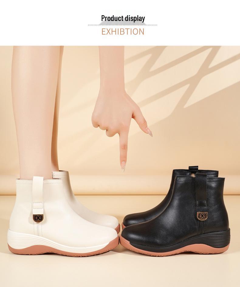 2025 Spring Soft-Soled Wedge Heel Mom Shoes: Thick-Soled, Flat Casual Boots for Height Increase