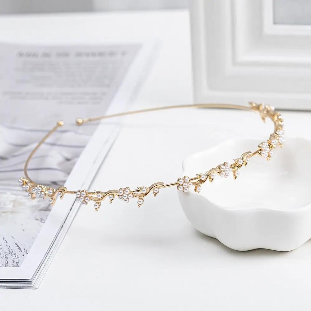 Pearl Rhinestone Hair Hoop Shining Elegant Flower Leaf Women Hair Comb Wedding Bridal Hairpin Crown Hair Styling Accessories