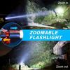 Portable Zoom Torch High Power LED Flashlight Type-C Rechargeable Waterproof Light with COB Side Lamp for Outdoor Camping Hiking