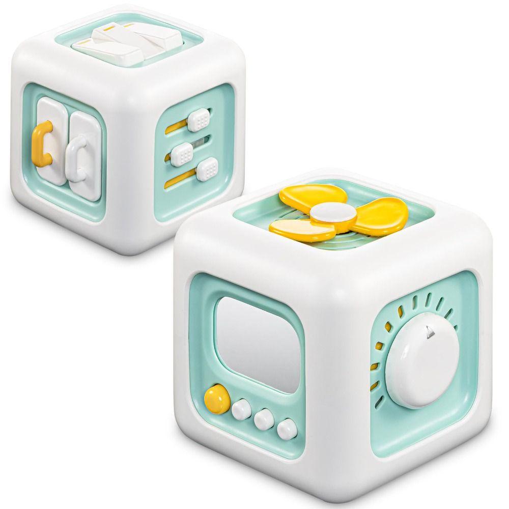 

6 in 1 Toddler Toys for Airplane Travel Fun Sensory Busy Board High Quality Drawer Cube Toy Gift рожевий
