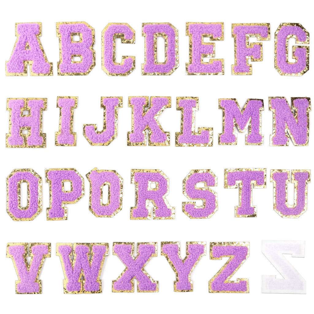 26Pcs/Set 6cm English Letter Patches Gold Edged Chenille Patches Iron On Stickers For DIY Crafts Clothing Hat Bag Decoration