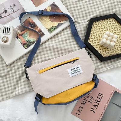 Large-Capacity Canvas Crossbody Bags For Women Summer Trend Hit Color Shoulder Bag Casual Nylon Cover Type Student Bags