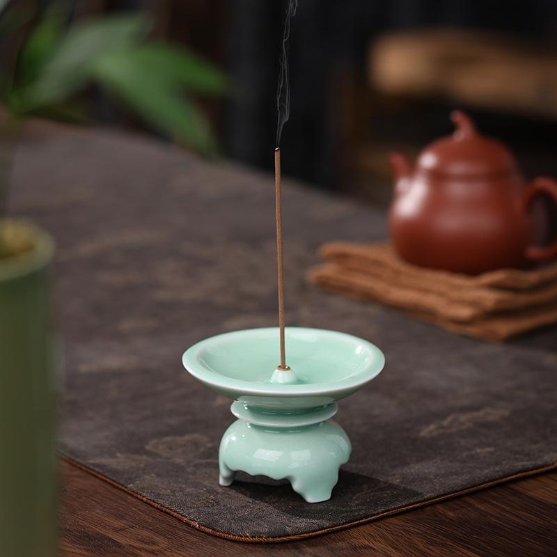 Celadon Incense Holder Home Aromatherapy Decor Tea Room Creative Chinese Incense Burner