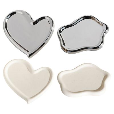 Modische Robuste Keramik Herzförmige Schmuckaufbewahrungsschale Vielseitige Schreibtischorganizer für Kosmetik und Accessoires