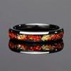 Autumn Maple Leaf Gold Foil Camellia Design Couple Rings Set Romantic Gift For Him And Her Anniversary Jewelry