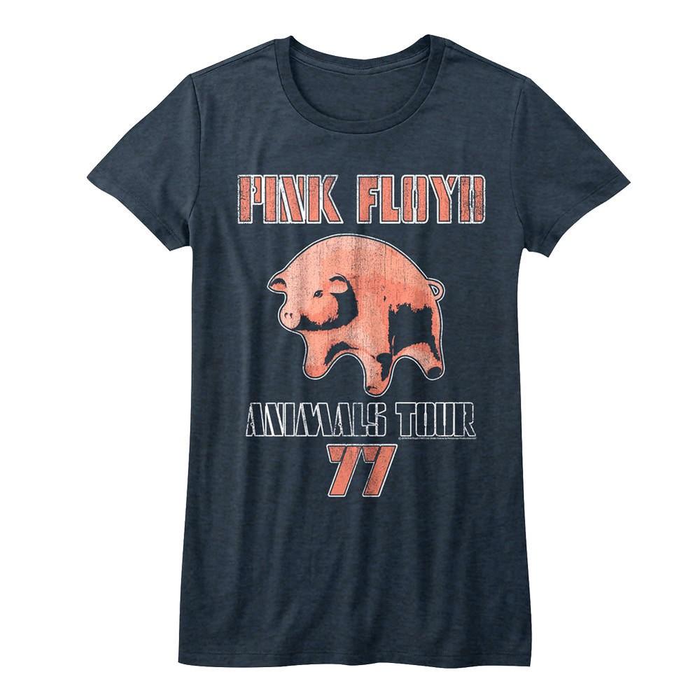 Pink Floyd Animals Album USA Tour 1977 Pig Womens T Shirt Rock Band Concert Top