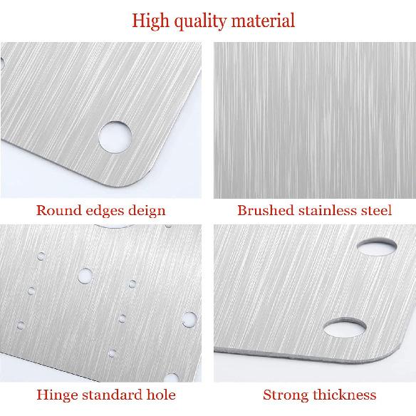 10pcs Cabinet Hinge Repair Plate, Stainless Steel Hinge Fixing Plate Bracket kit with Mounting Screw for Furniture and Kitchen Cabinet Door, Protect