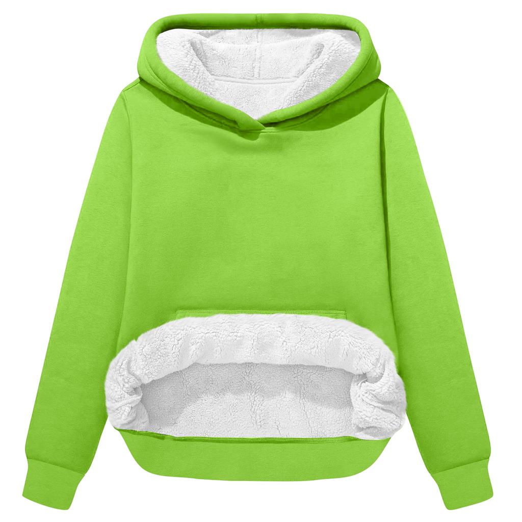 Women's Fashionable Casual Long-Sleeved Top With Fleece Thickened Hooded Sweatshirt