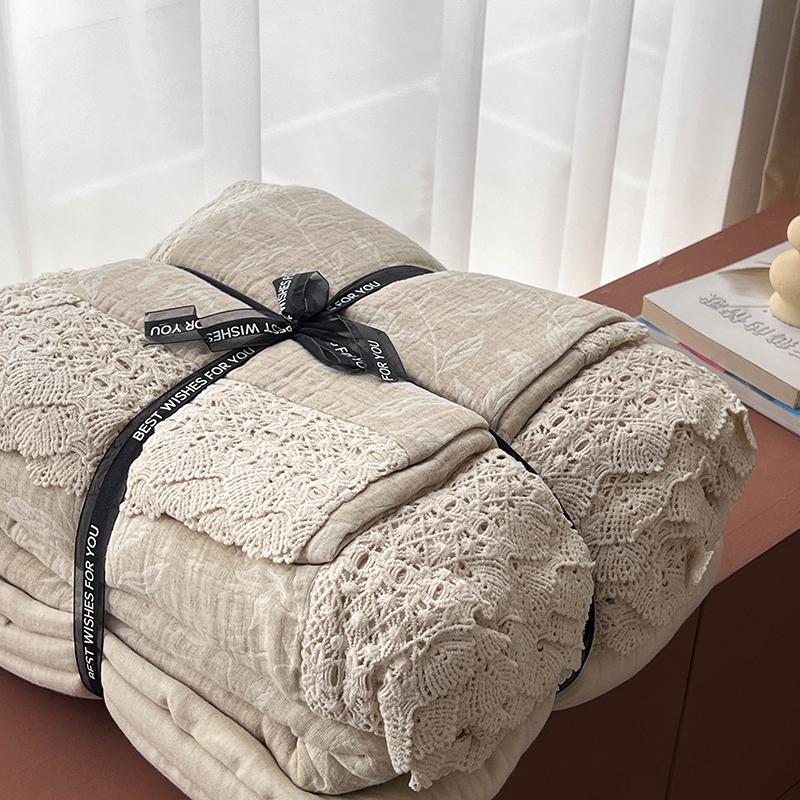 Naturalna pościel lniano-bawełniana w stylu francuskim vintage żakardowa ażurowa koronkowa pościel księżniczki zestaw 4 szt. poszwa na kołdrę prześcieradło/prześcieradło z gumką poszewka na poduszkę