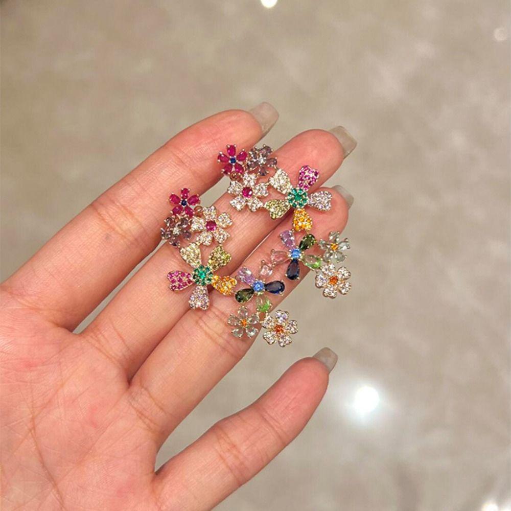 Colorful Design Zircon Earrings Sweet Style  Earrings  Personality Expression