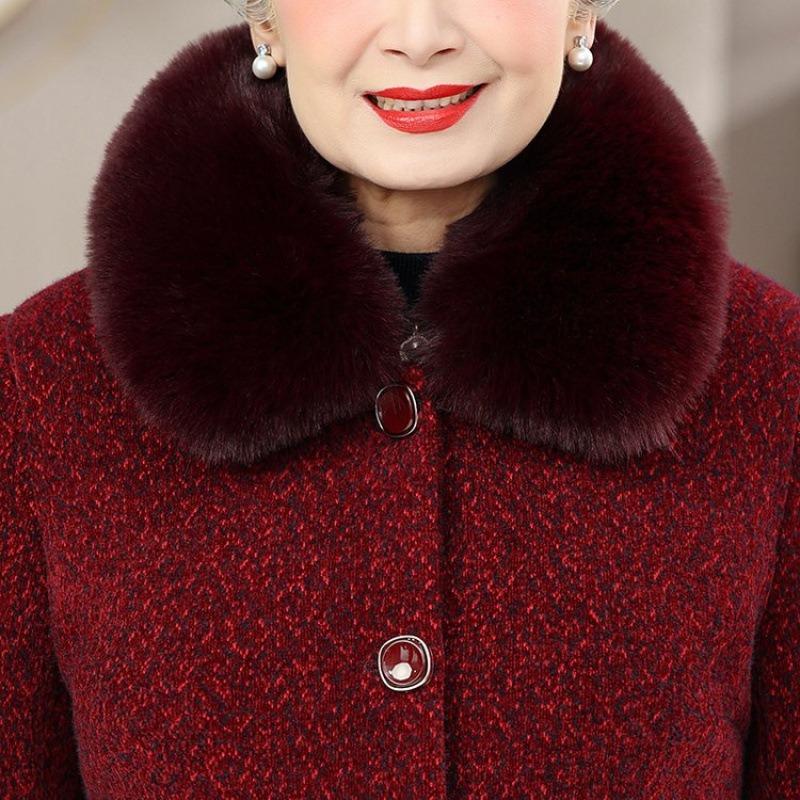 Grandma winter mink coat middle old man autumn and winter new woolen mother winter coat fleece thickened top