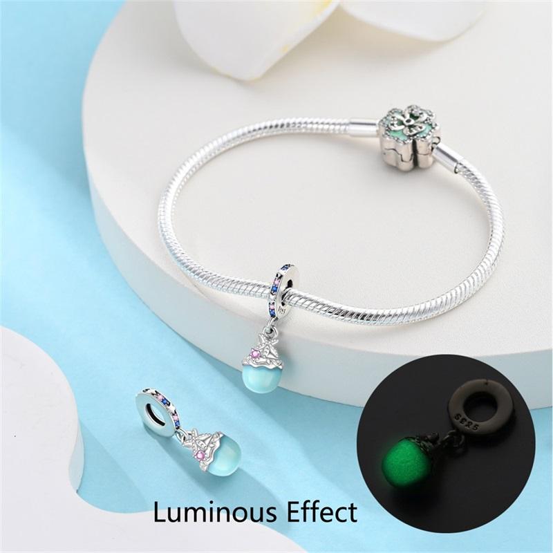 Summer Ocean Series 100% Copper Blue Luminous Jellyfish Seashells Fish Charms Beads Fit Qikaola Bracelets Jewelry