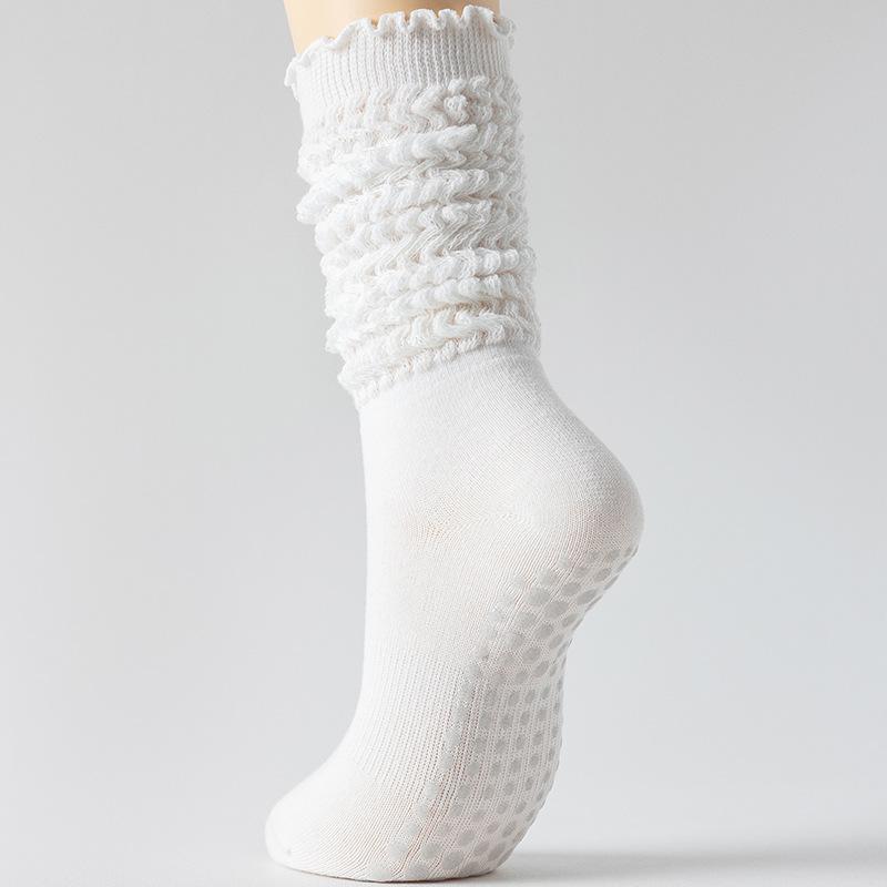 1 Pair Women Non Slip Yoga Socks High Elastic Slouch Crew Socks Silicone Grip Fitness Pilates Socks