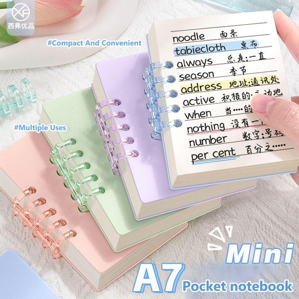 A7 80 Sheets Portable Pocket Notebook Simple Loose-leaf Square Notepad Horizontal Line Inner Page Memo Pad Diary Book
