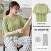 Women's Summer Three-Piece Modal Pajama Set with Bra Pads - Short Sleeve Top, Shorts, and Long Pants for Indoor/Outdoor Wear