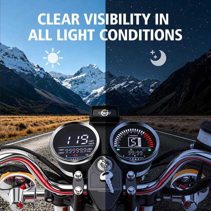 Motorcycle Tachometer Speedometer LCD Digital Odometer Trument Gauges Dashboard Cluste For Suzuki Modified Parts