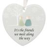 Heart-Shaped Sea Glass Friendship Decor Ceramic Heart Ornament Friendship Keepsake Sea Glass Art Christmas Tree Hanging Ornament for Best Friends