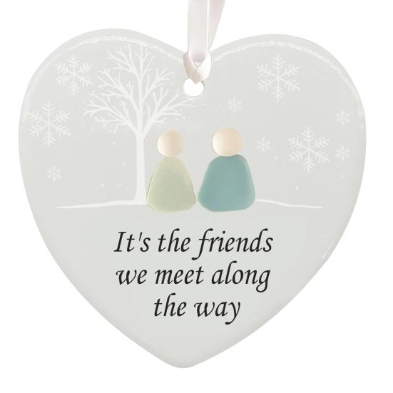 Heart-Shaped Sea Glass Friendship Decor Ceramic Heart Ornament Friendship Keepsake Sea Glass Art Christmas Tree Hanging Ornament for Best Friends