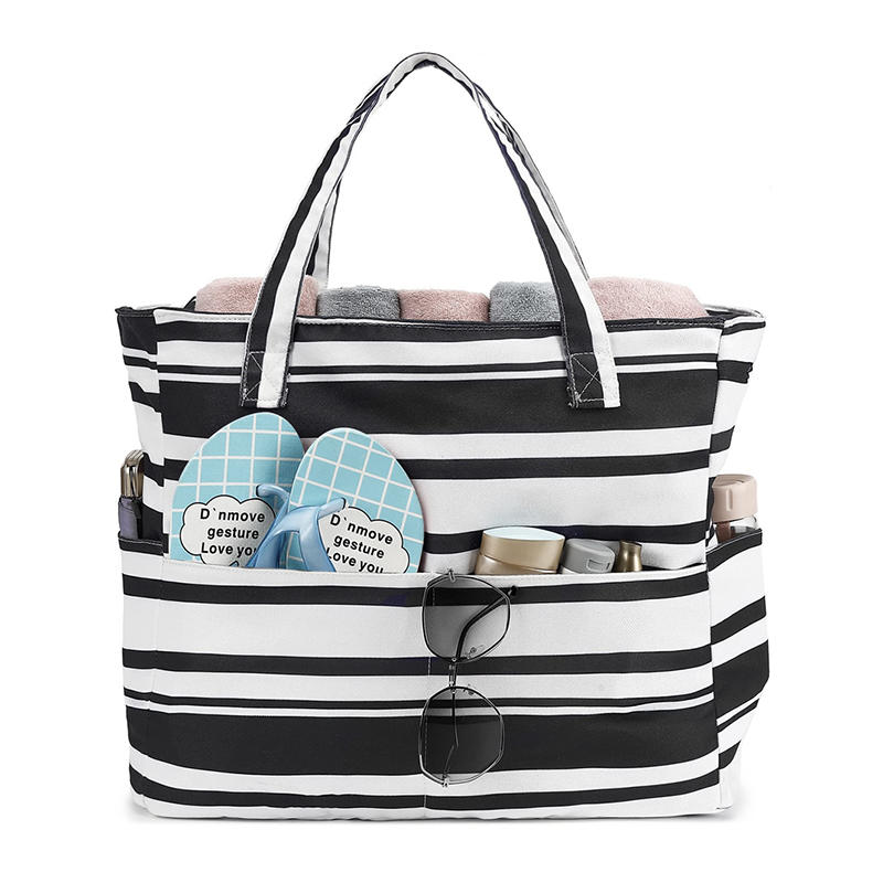 1PC Beach Tote Bag Lightweight Foldable Multi-Pocket Design With Zipper Bag Perfect For Pool Travel Gym And Outdoor Adventures Handbag