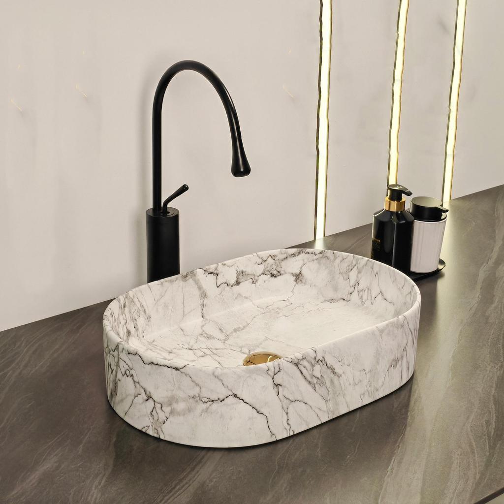 Łazienkowy blat Ceramiczna umywalka Prostokątna umywalka Porcelanowa owalna umywalka