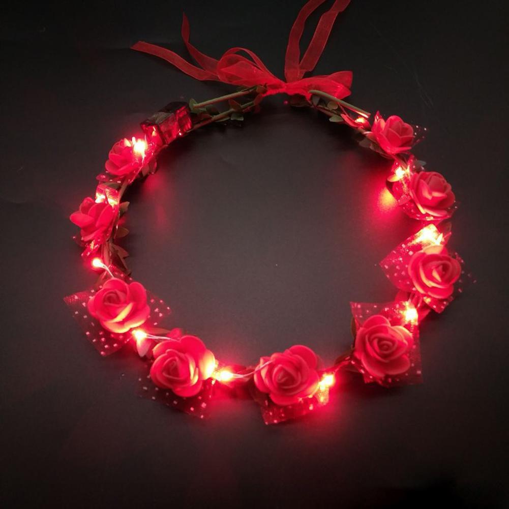 Hawaii LED Licht Leuchtendes Stirnband Künstliche Blume Leuchten Leuchtende Girlande Krone Kranz Hochzeit Haarband Frauen Mädchen Kopfschmuck