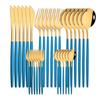 30pcs Gold Dinnerware Set Stainless Steel Cutlery Set Steak Knife Fork Coffee Spoon Flatware Cake Fork Teaspoon Silverware Western Kitchen Tableware