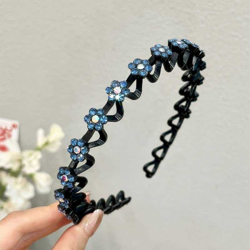 Non-slip Rhinestone Women Girls Headbands Solid Wave Hairbands Bezel Fashion Hair Hoop Ladies Boutique Hair Accessories