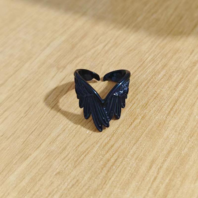 Retro Angel Wings Ring For Women Silver Color Punk Gothic Adjustable Open Ring Jewelry Accessories Gift