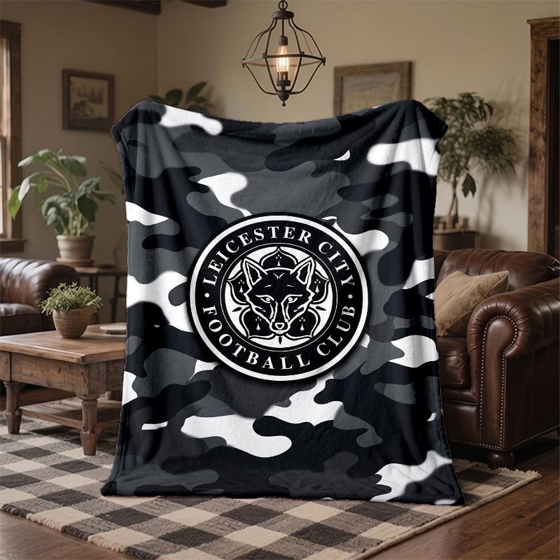 Leicester City Football Print Flannel Blanket Soft Warm Sofa Bed Throw Blanket For Home Office Bedroom