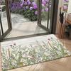 1 Pack Doormat, Grass Plant Floral Print Pattern Floor Mat, Polyester Non-slip Floor Mat for Living Room, Laundry Room, Bathroom