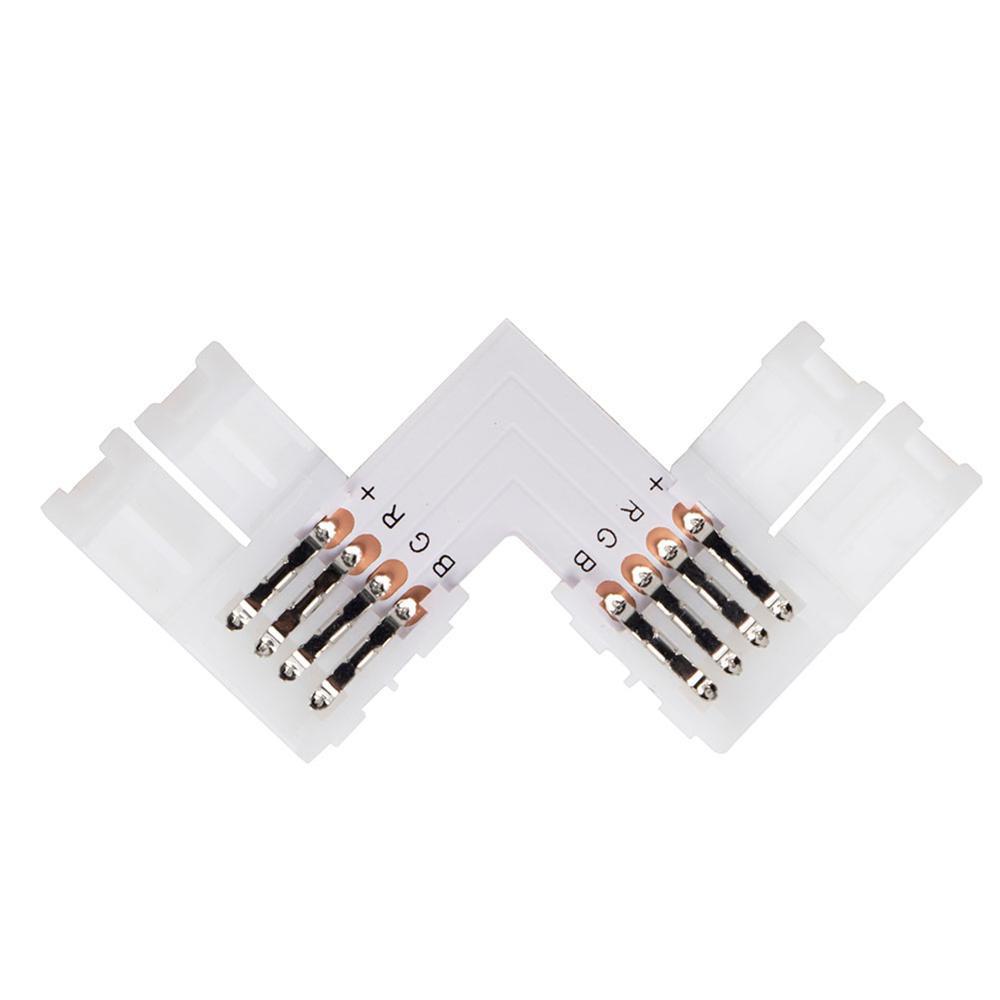 20Pcs/Set 10mm 4 Pin LED RGB Connector Set L Shape Unwired Gapless Solderless SMD 5050 RGB Connector LED Lights Accessories