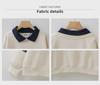 Girls' Academy Style Faux Two-Piece Polo Collar Sweatshirt, Plus Velvet for Autumn/Winter - Middle School Students' Long Sleeve Top