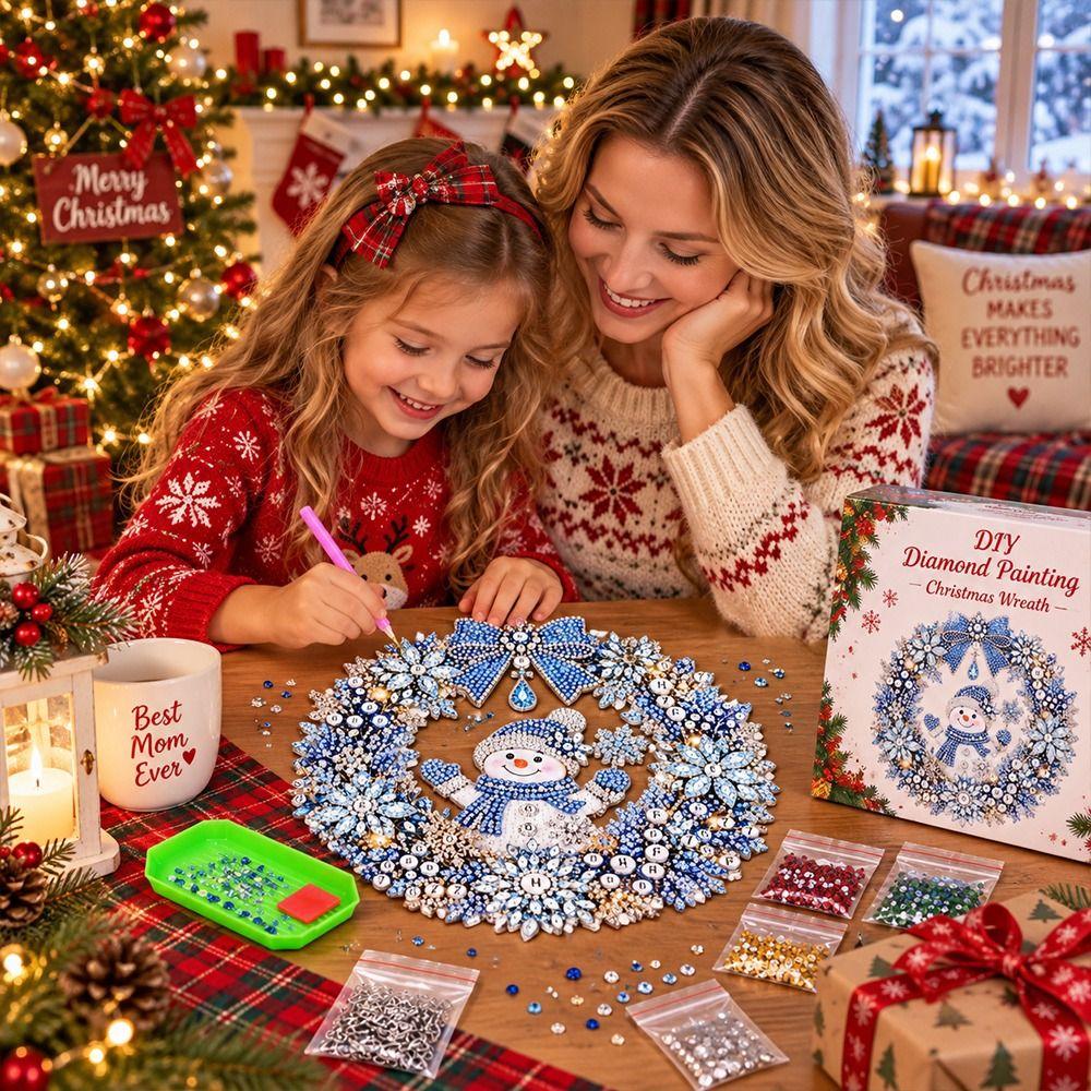 Round Board Pearl Painting Window Hanging Pre Printed DIY Craft Pendant Xmas Tree