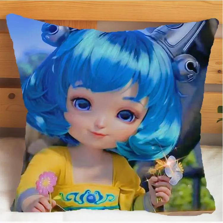 

Arena of Valor Honor of Kings Цай Вэньцзи Лань Подушка и Наволочка Чехол для Подушки Двусторонняя Печать Плюшевые Декоративные Подушки 40x40см 66x66cm армия зеленый