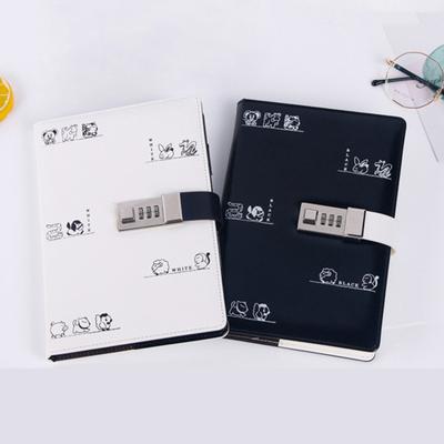 Diary With Lock Password Book Set Cartoon Student Notebook Simple Student Paperback Notebook
