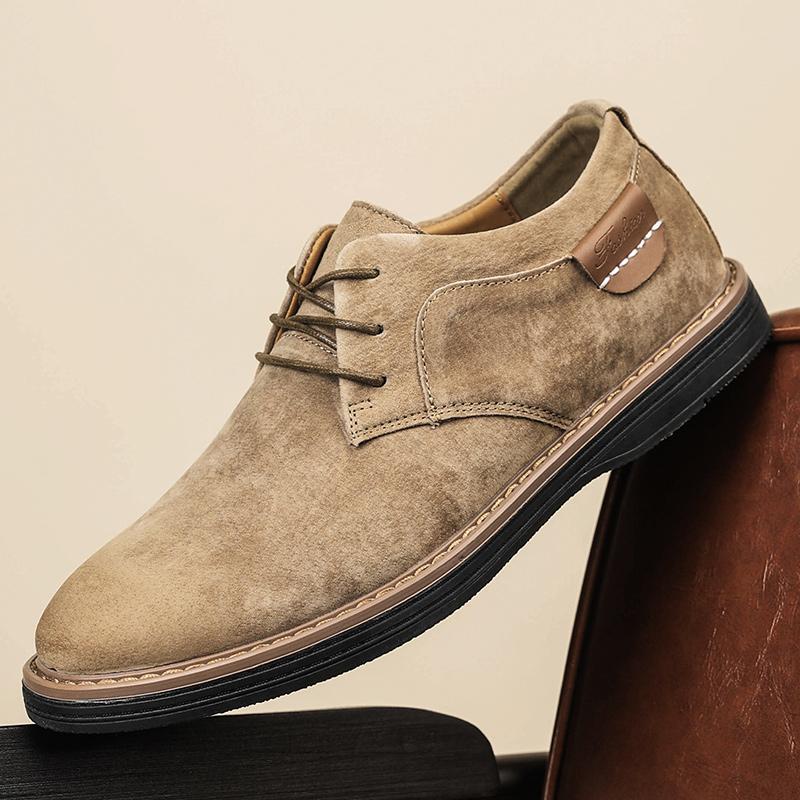Zapatos Oxford clásicos de cuero genuino para hombres, zapatos planos, zapatos casuales de cuero de ante cómodos, mocasines, zapatos de negocios para hombre