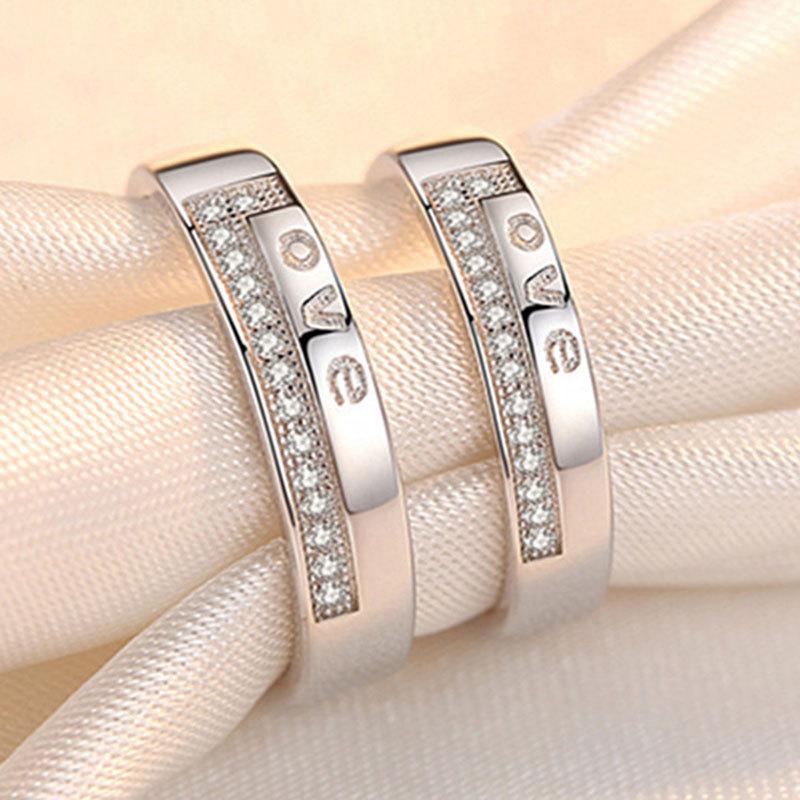 2Pcs 925 Silver Couples Ring Sets Light Polishing Simple Ring for Woman Man Classic Wedding Fine Jewelry Circle