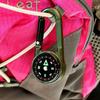 Multifunctional Smart Hiking Metal Plastic Carabiner Mini Compass Thermometer Keychain (Random Color)