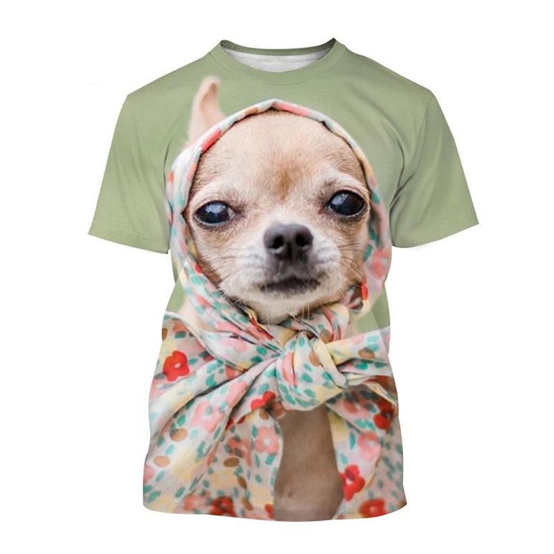 Summer Cute Pet Chihuahua 3D Printed T-shirt Men Women Animal Short Sleeve T-shirt Harajuku T-shirt