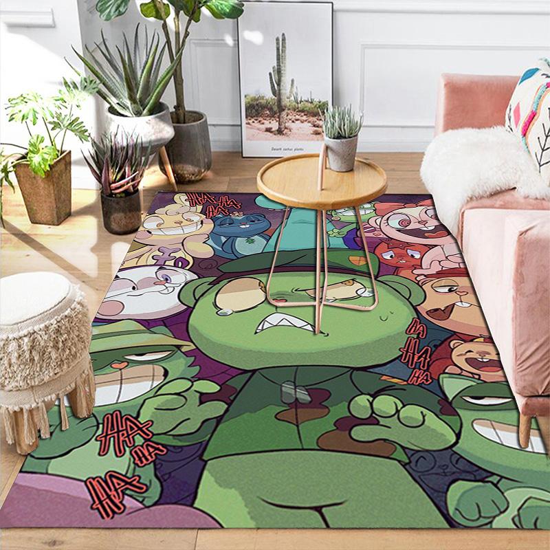 Happy Tree Friends character-inspired pattern design Rug Floor Mat for Living Room or Bedroom Soft and Comfortable Carpet a Gift for Birthday and Holi