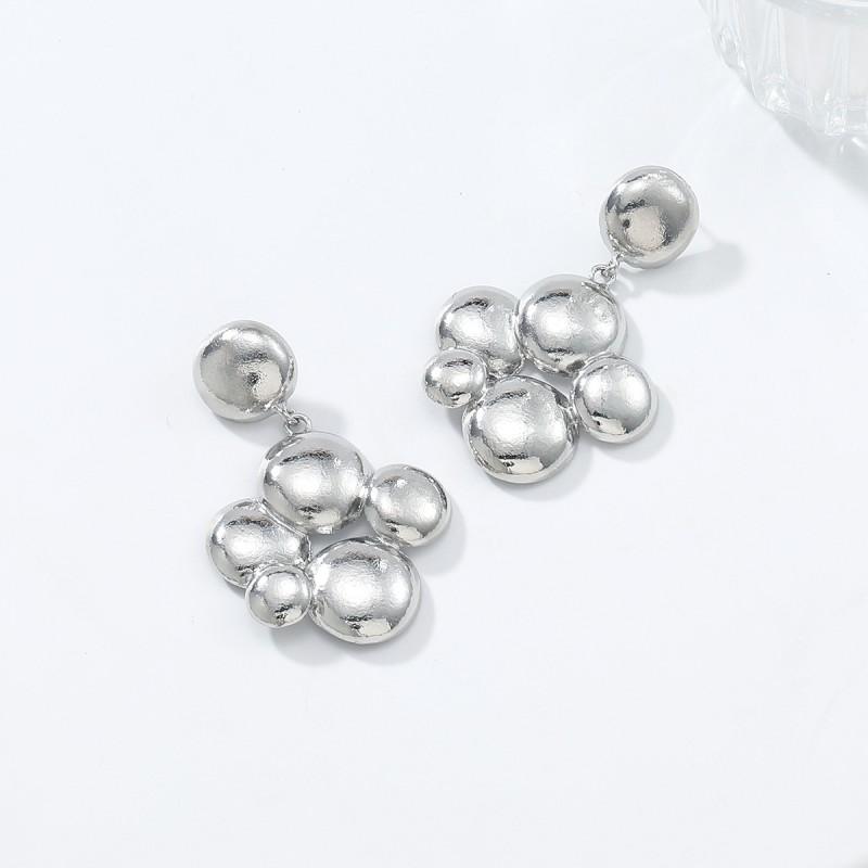 Geometric Dot Cutout Alloy Earrings Women Gold Fashion Minimalist Statement Jewelry 2025