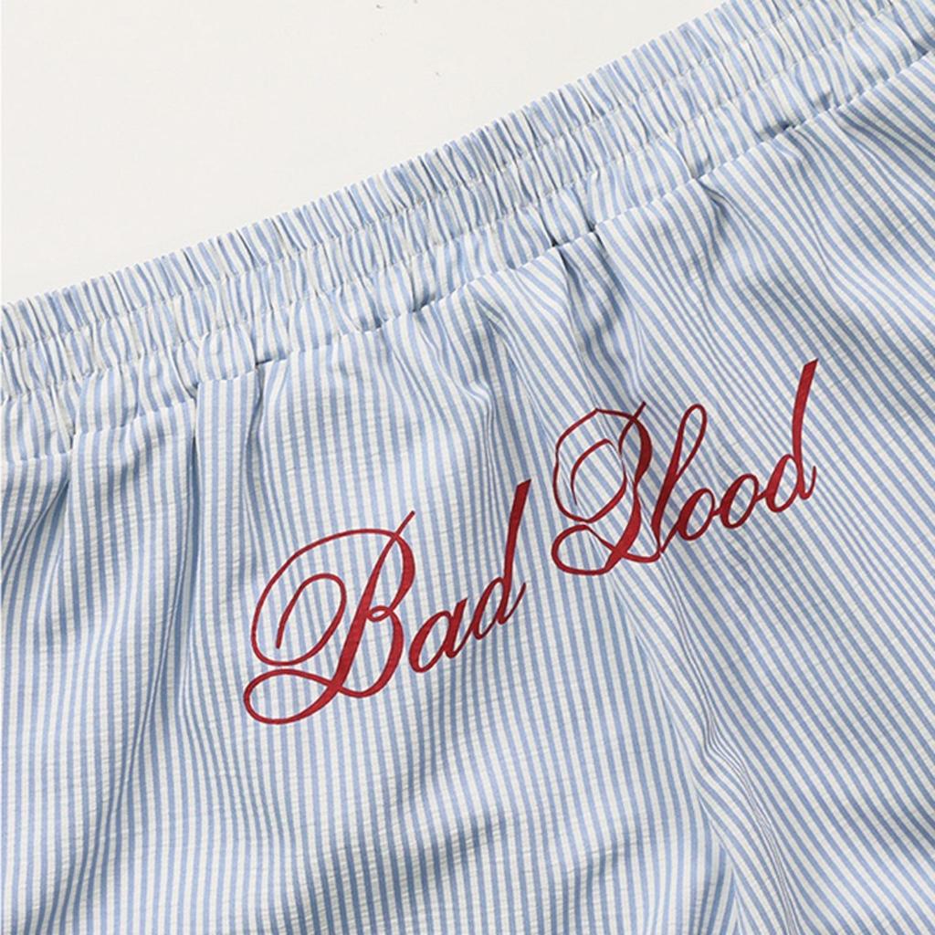 High Waist Embroidered Striped Loose Casual Shorts Women's 100% Cotton Fashion Korean Style Straight Leg Pants Single Wear Summer Shorts