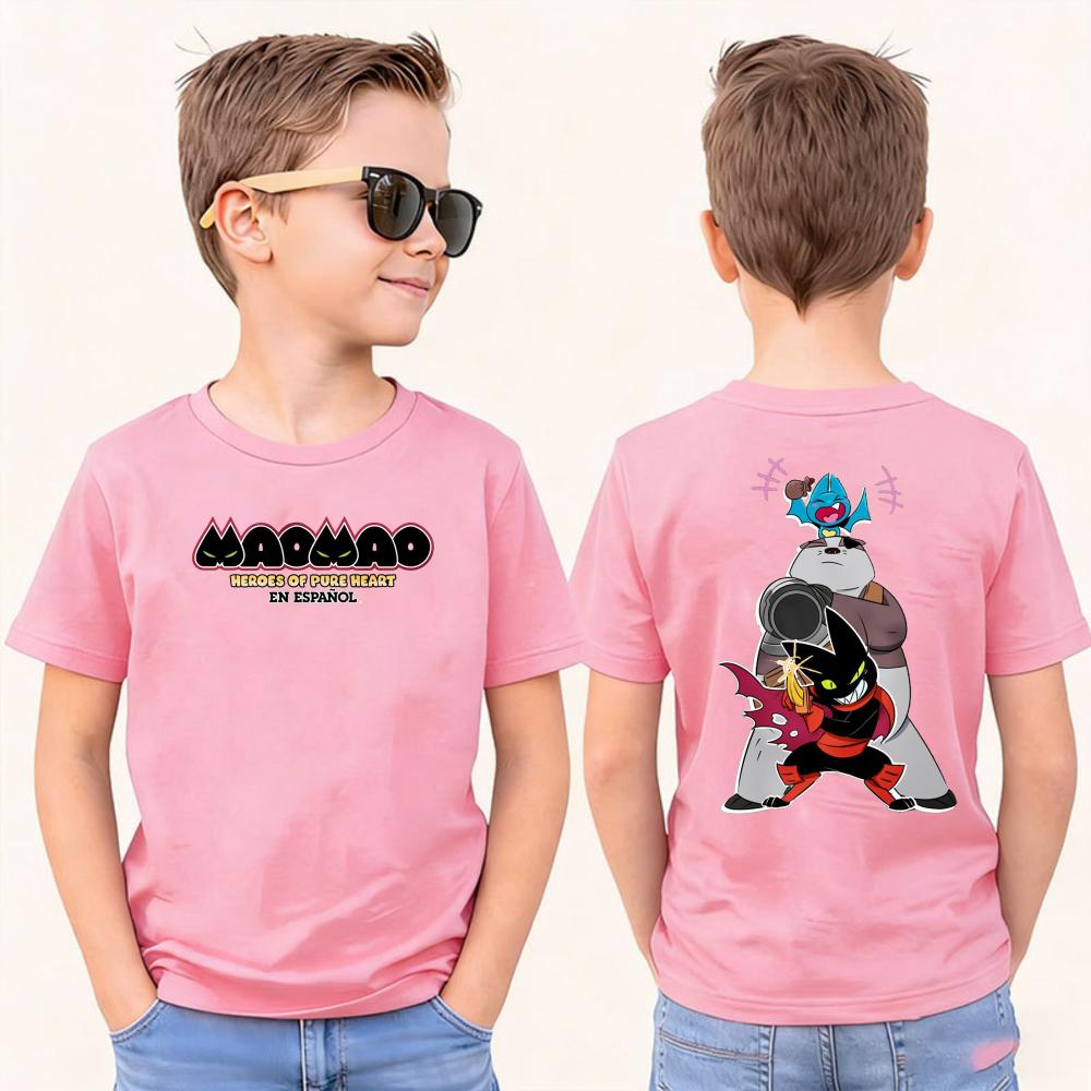 Mao Mao Heroes of PureHeart Kids Tshirt Retro Action Team Print Cotton Tee Boys Girls Top Nostalgic Animation Shirt for Children